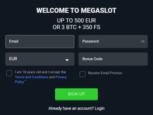 megaslotio bonus code